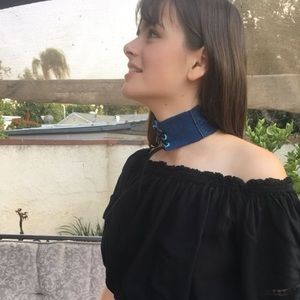 ✨💙Denim choker with leather chord💙✨